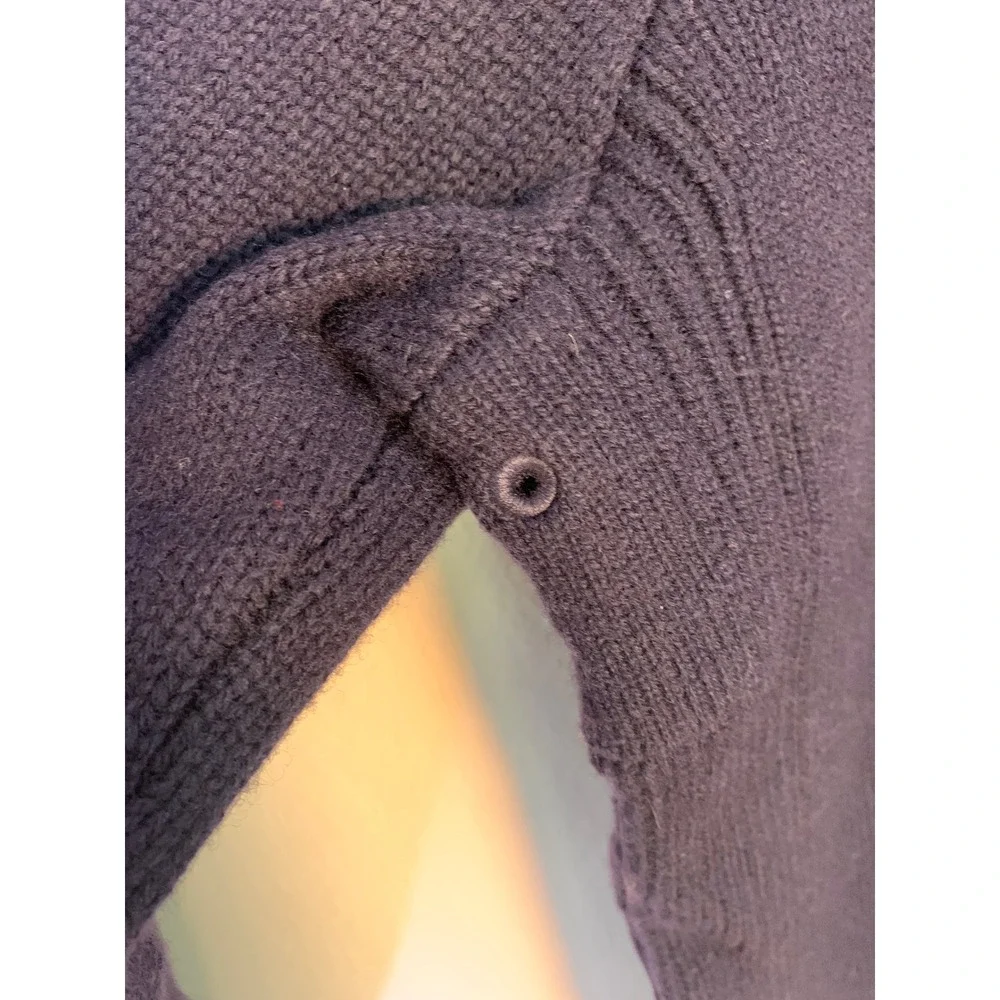 Polo Ralph‎ Lauren XXL Quarter-Zip Navy Blue Lambswool Leather Pull Sweater